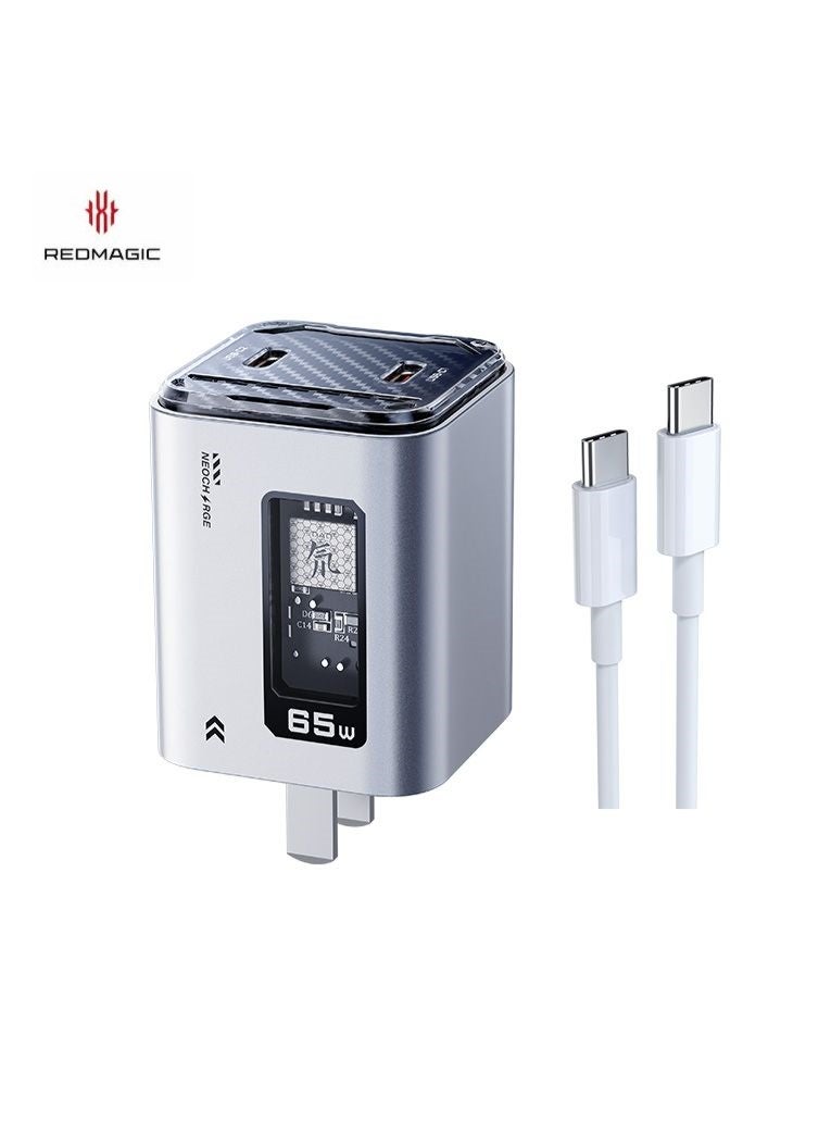 ريد ماجيك شاحن ريد ماجيك ميني بقوة 65 واط للشحن السريع، تصميم مدمج بمنفذين، دبابيس قابلة للطي، تقنية نيو تشارجر 3.0، متوافق مع ريد ماجيك نوفا، آيباد، الأجهزة اللوحية، آيفون، ماك بوك، اللابتوبات – يشمل كابل – منفذ امريكي - Image 1